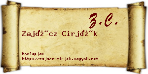 Zajácz Cirjék névjegykártya